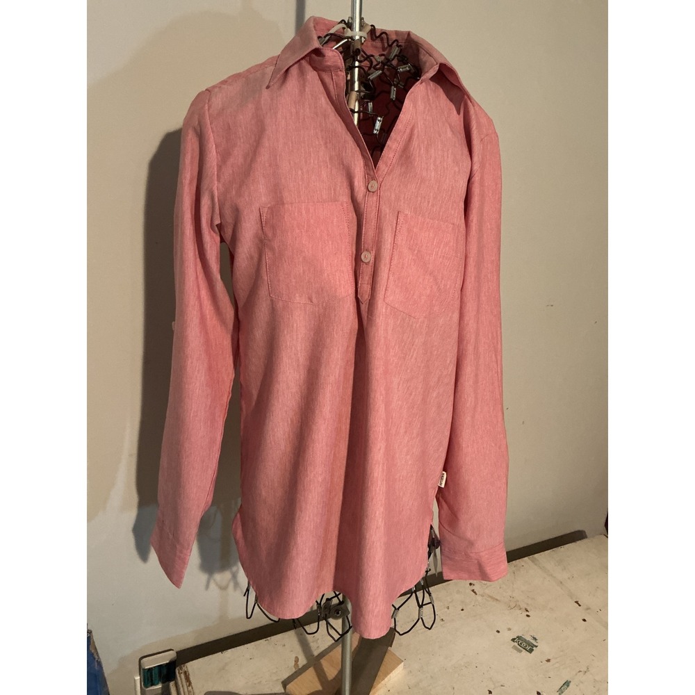 Magellan Outdoors Fish Gear Womens Pink Long Sleeve Roll Tab Fishing Shirt Small